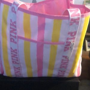 Medium size bag colors are pink white and yellow